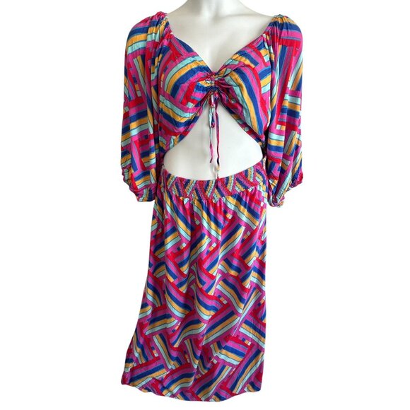 Proud Poppy Pippa Cut Out Multicolor Geometric Midi Dress Plus Size 22 - Picture 1 of 13